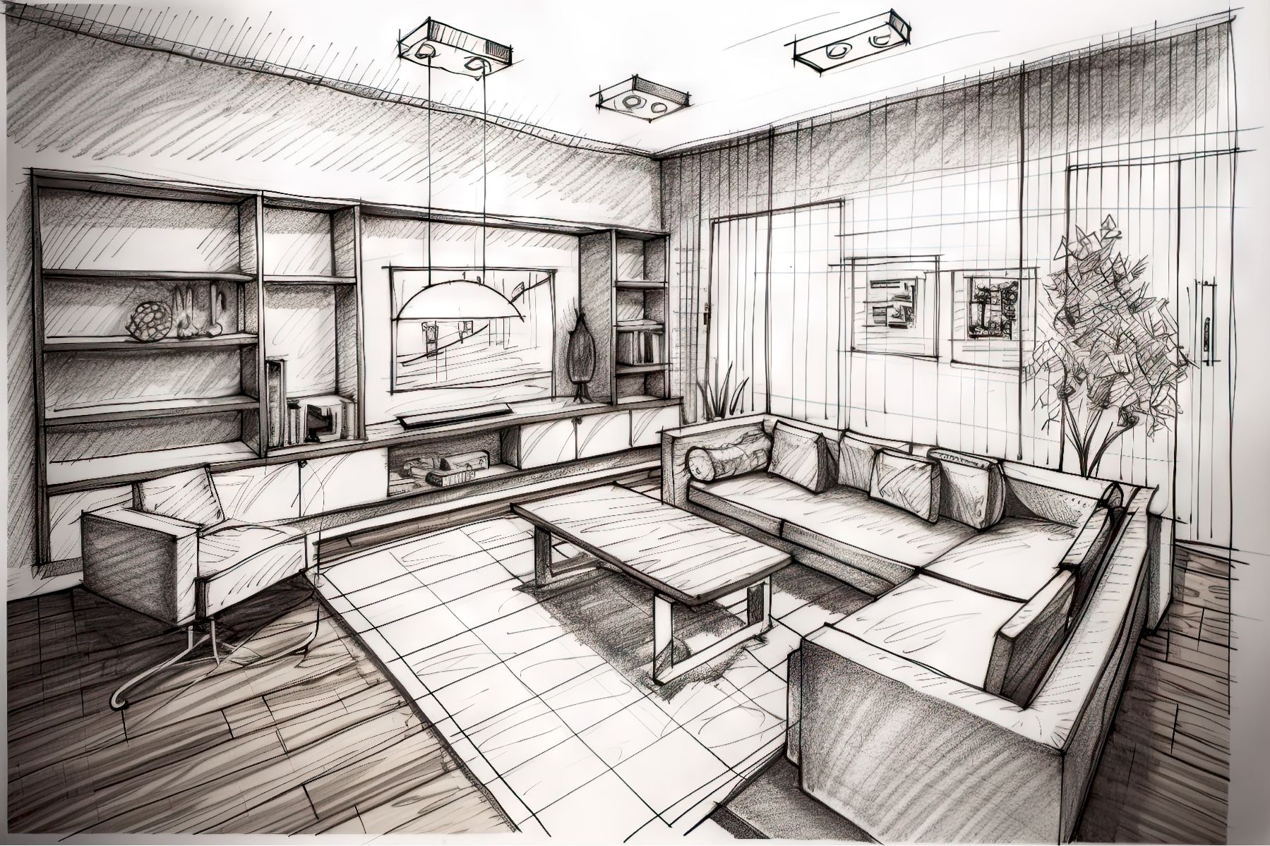 dessin d'un architect d'interieur