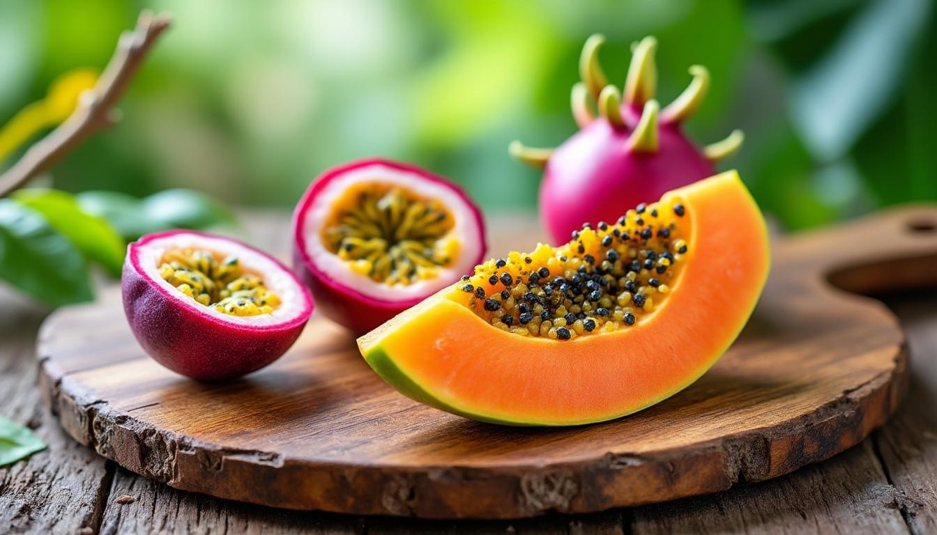 cap sur les fruits en p: poire, pêche, prune, papaye, pamplemousse... origines, bienfaits nutritionnels, idées recettes et conseils de conservation.