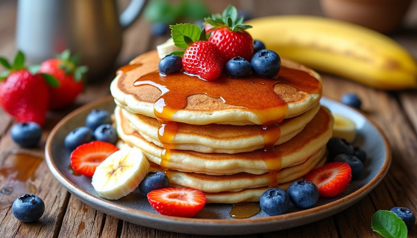 découvrez notre recette de pancakes au fromage blanc, une délicieuse option pour un petit déjeuner savoureux et léger. apprenez les astuces pour obtenir des pancakes moelleux et savoureux qui raviront vos papilles dès le matin.
